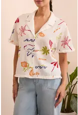 Tribal Tribal Embroidered Blouse w/ Fringe