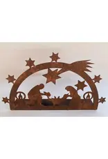 Rustic Metal Christmas Nativity Free Standing Western