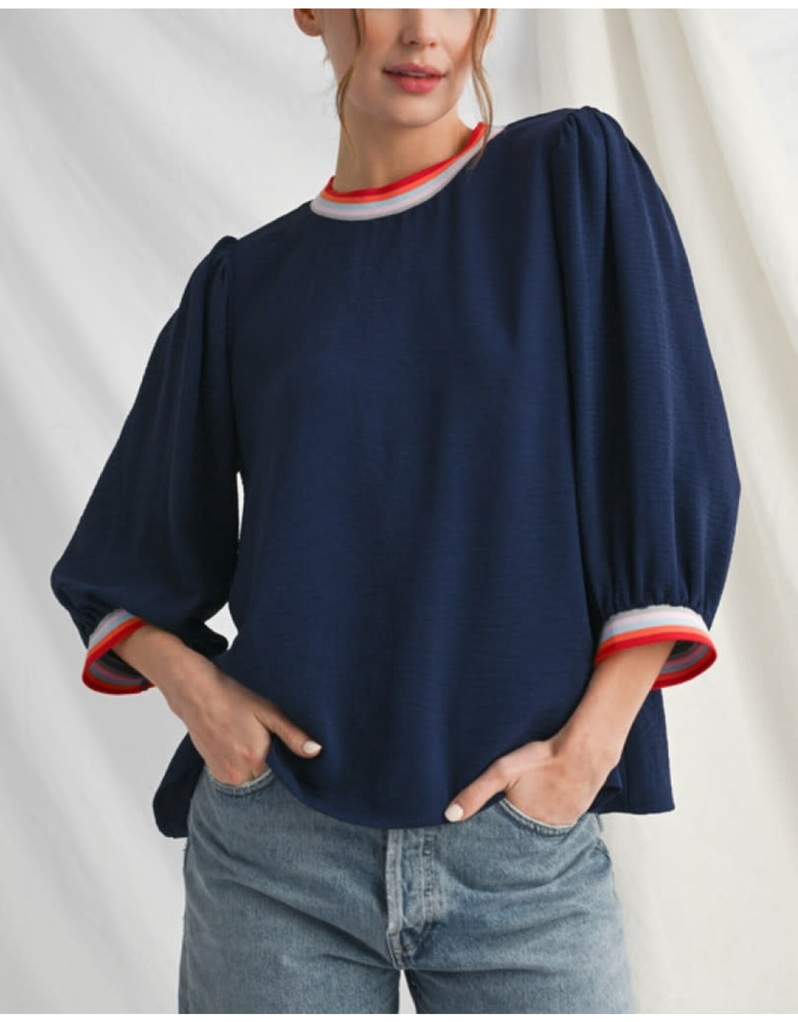Meagan 3/4 Peasant Sleeve Top