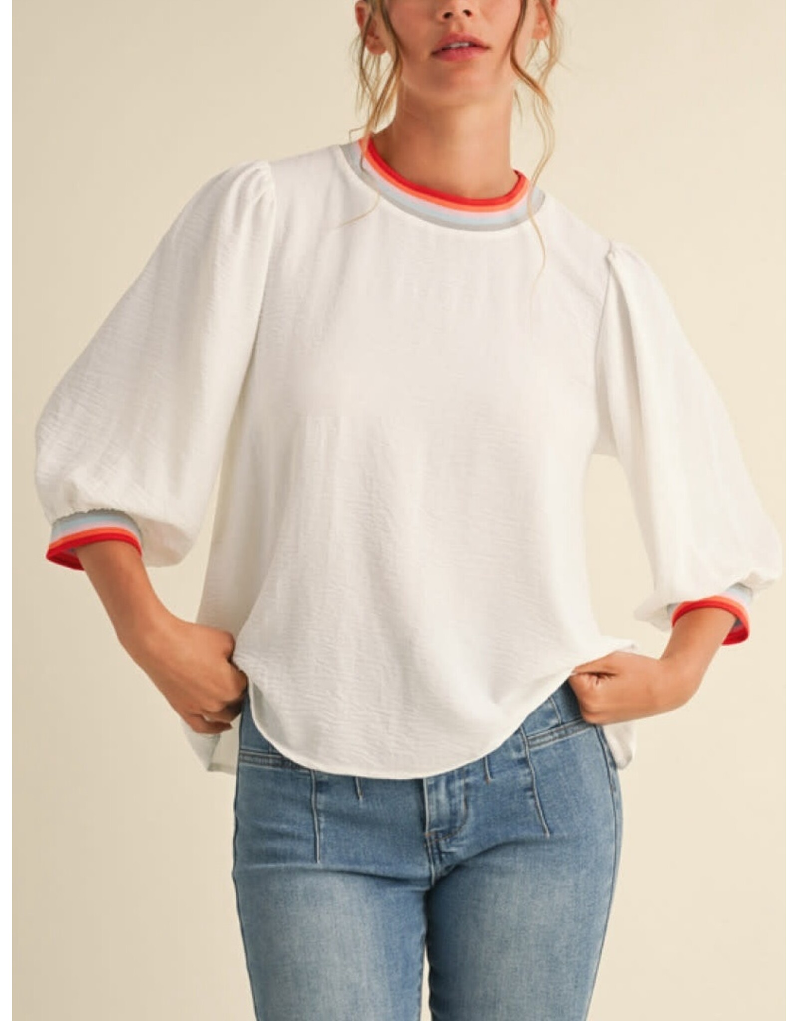 Meagan 3/4 Peasant Sleeve Top
