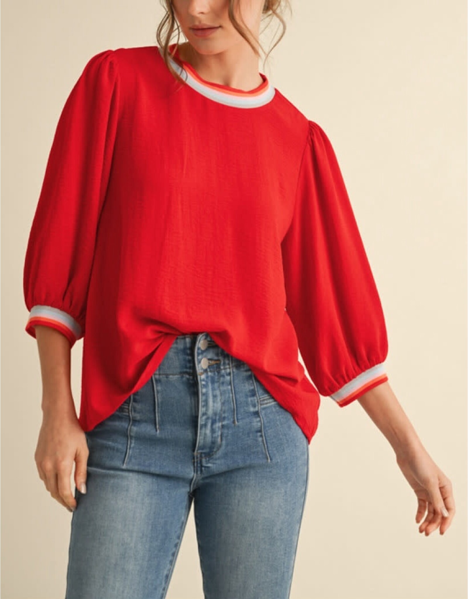 Meagan 3/4 Peasant Sleeve Top