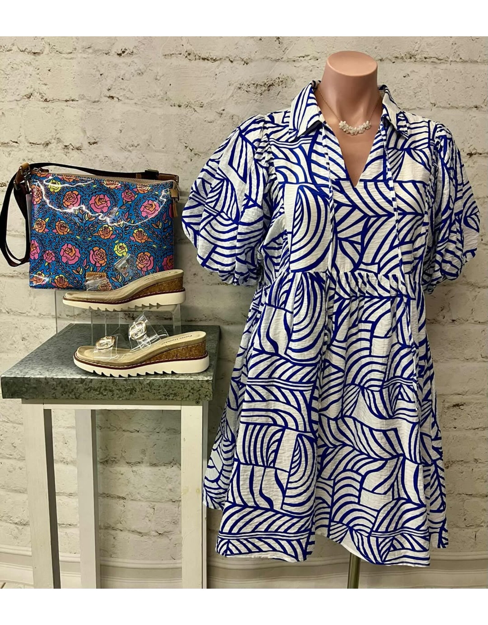 Lena Deco Print Mini Dress