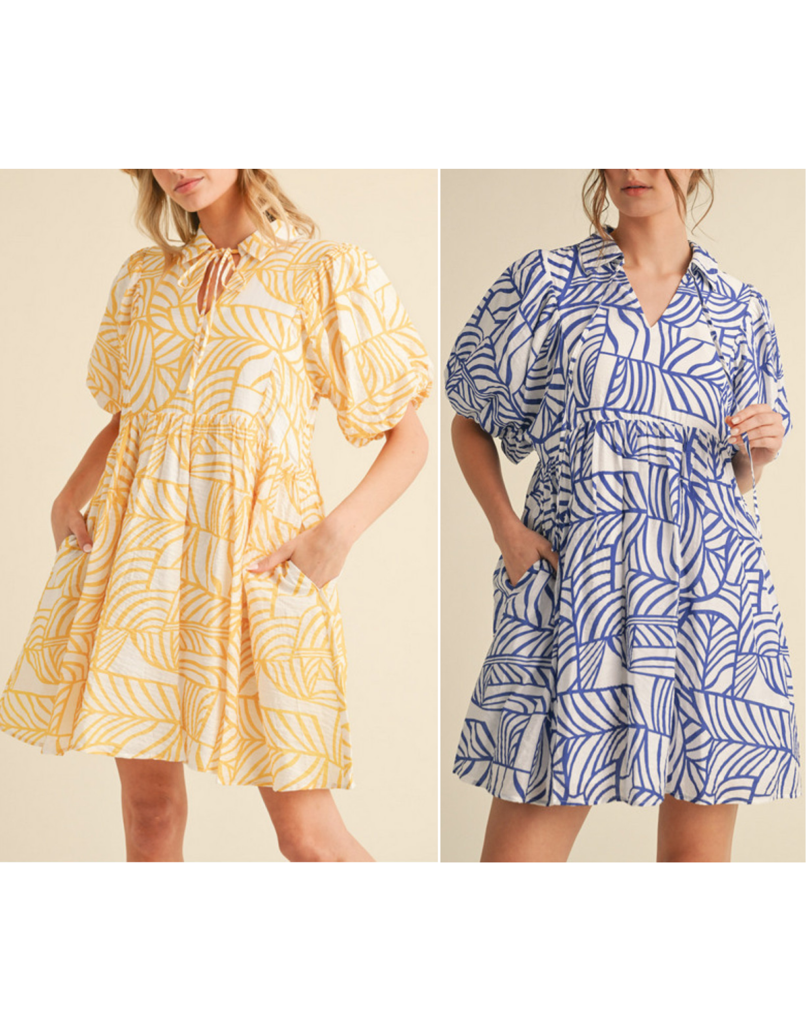 Lena Deco Print Mini Dress