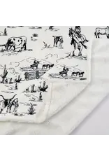 Ranch Life Western Toile Campfire Sherpa Throw - Black