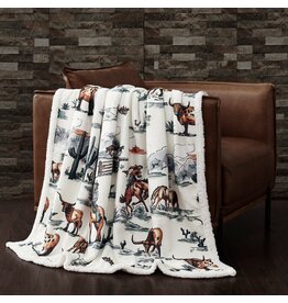 Ranch Life Western Toile Campfire Sherpa Throw