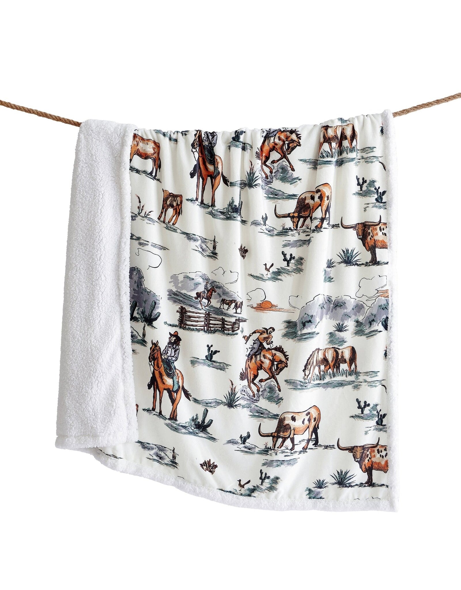 Ranch Life Western Toile Campfire Sherpa Throw