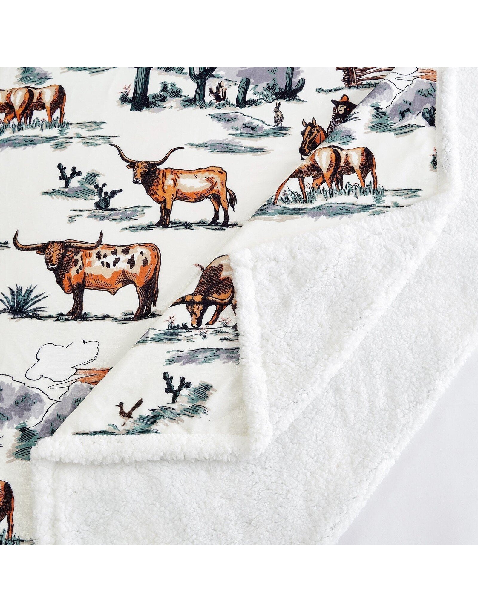 Ranch Life Western Toile Campfire Sherpa Throw