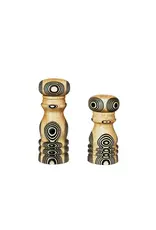 Wood Salt & Pepper Mills w/Inlaid Circles Design, Set of 2
