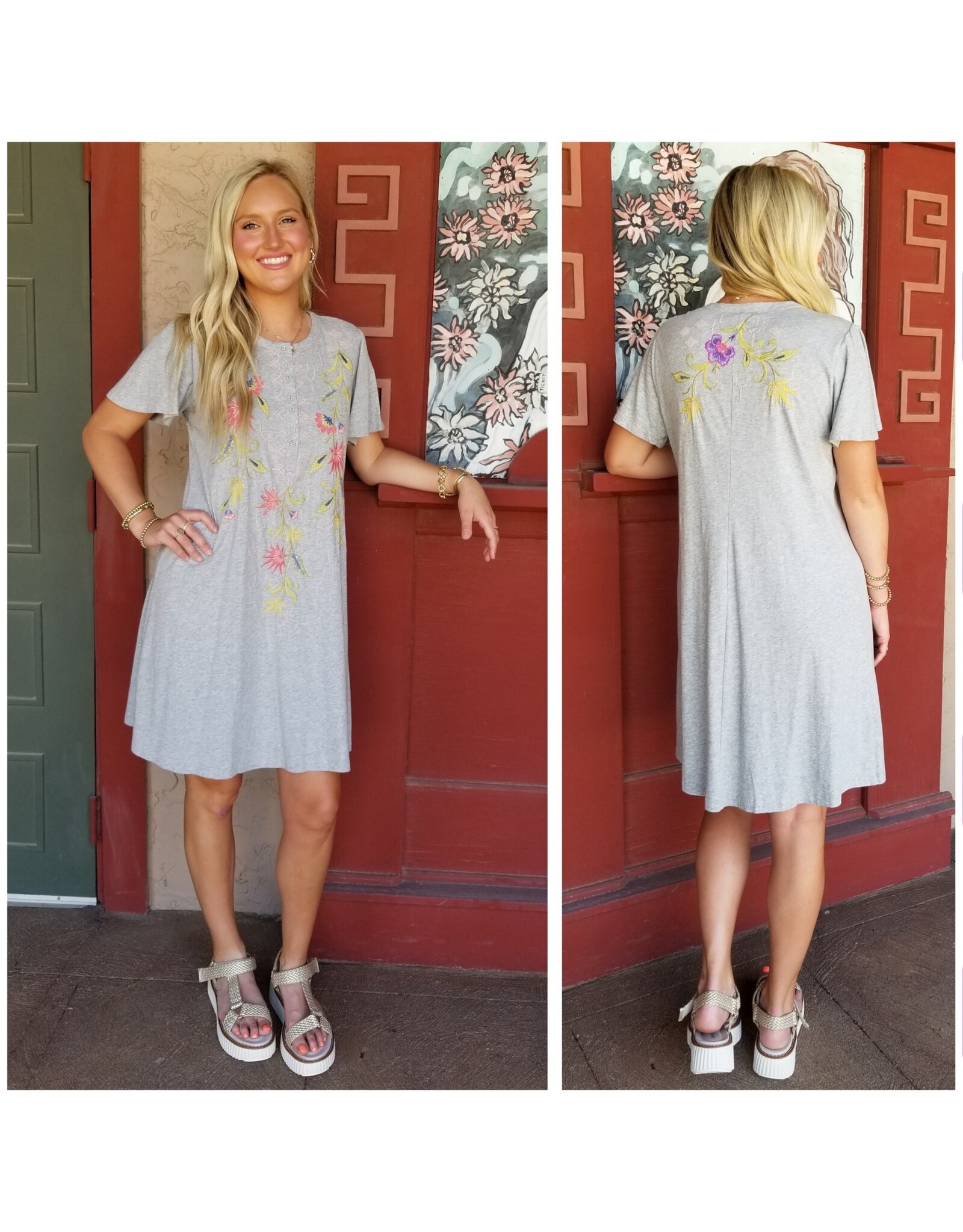 Johnny Was Johnny Was Flutter Sleeve Henley Dress - Calista