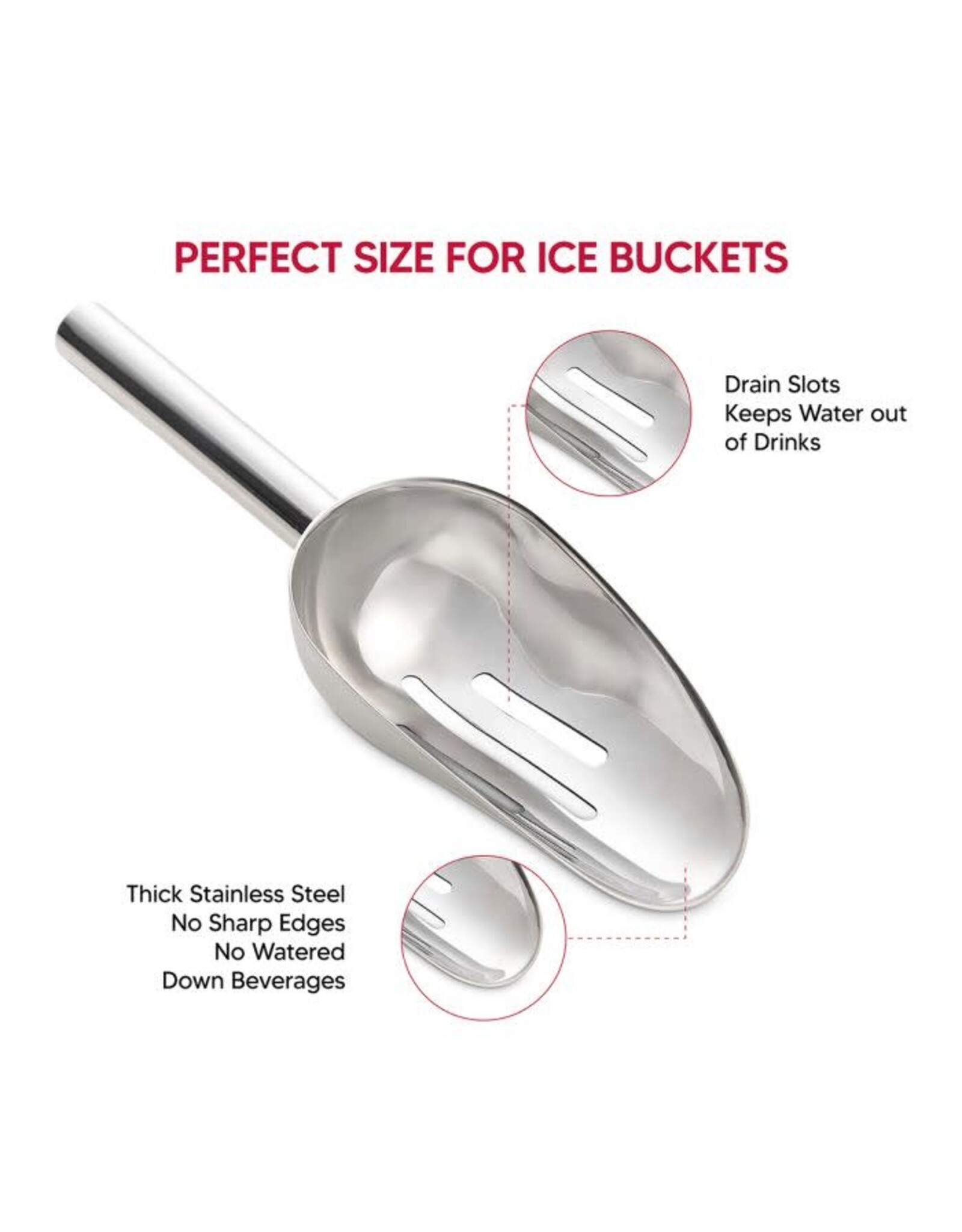 Slotted Ice Scoop Stainless Steel