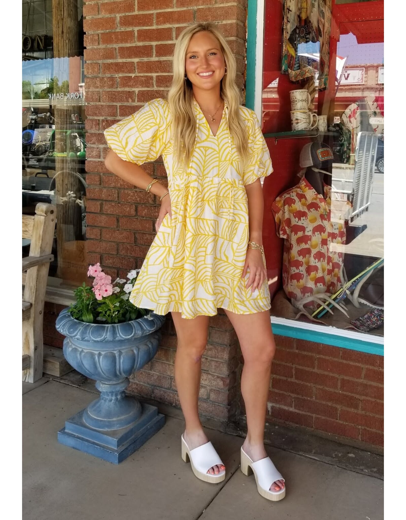Lena Deco Print Mini Dress