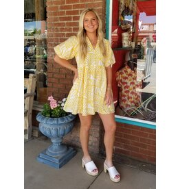 Lena Deco Print Mini Dress