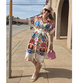 Zenara Freya Printed Cotton Shirt Maxi Dress