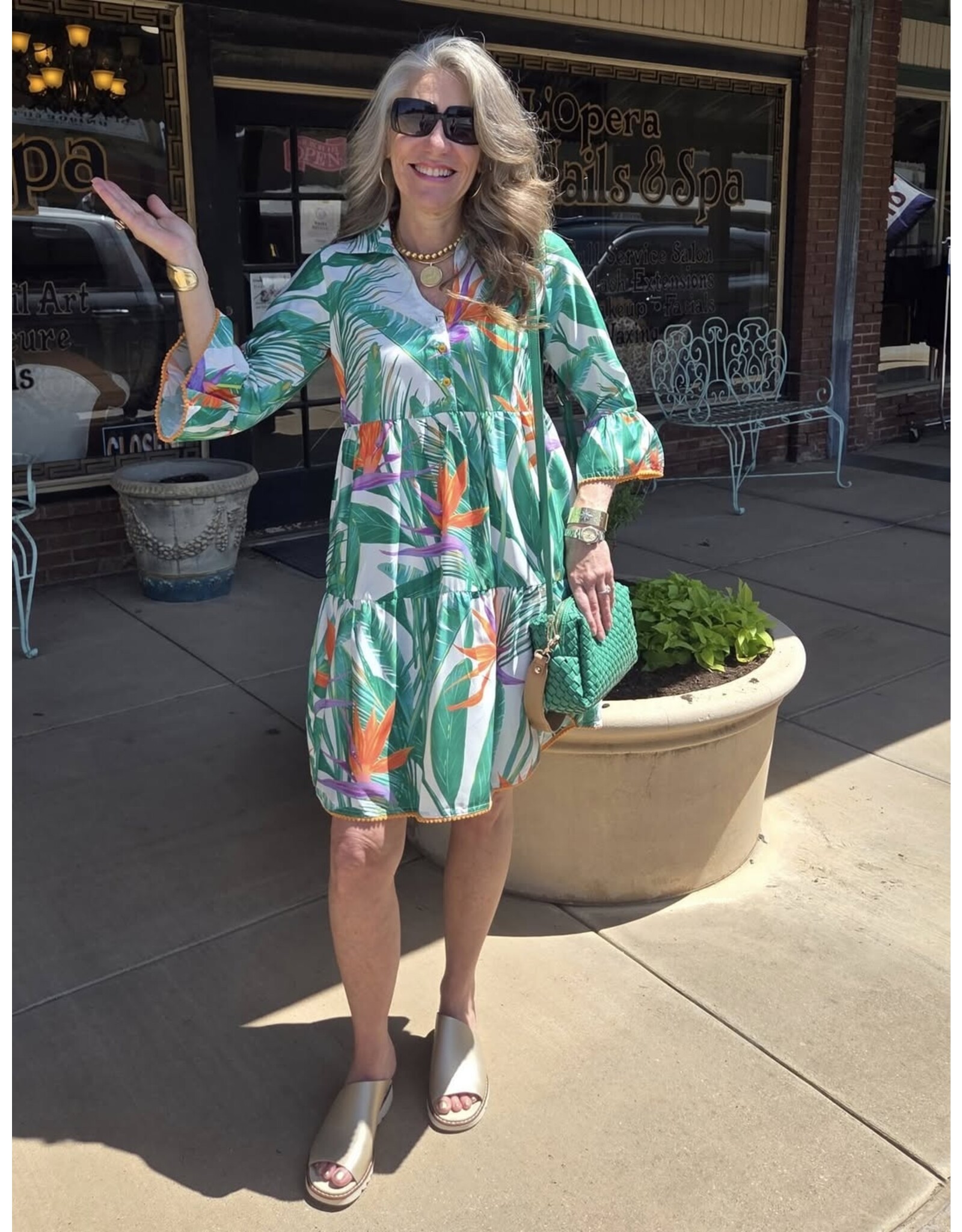 Moda Posa Cadenza Tropical Leaves Dress