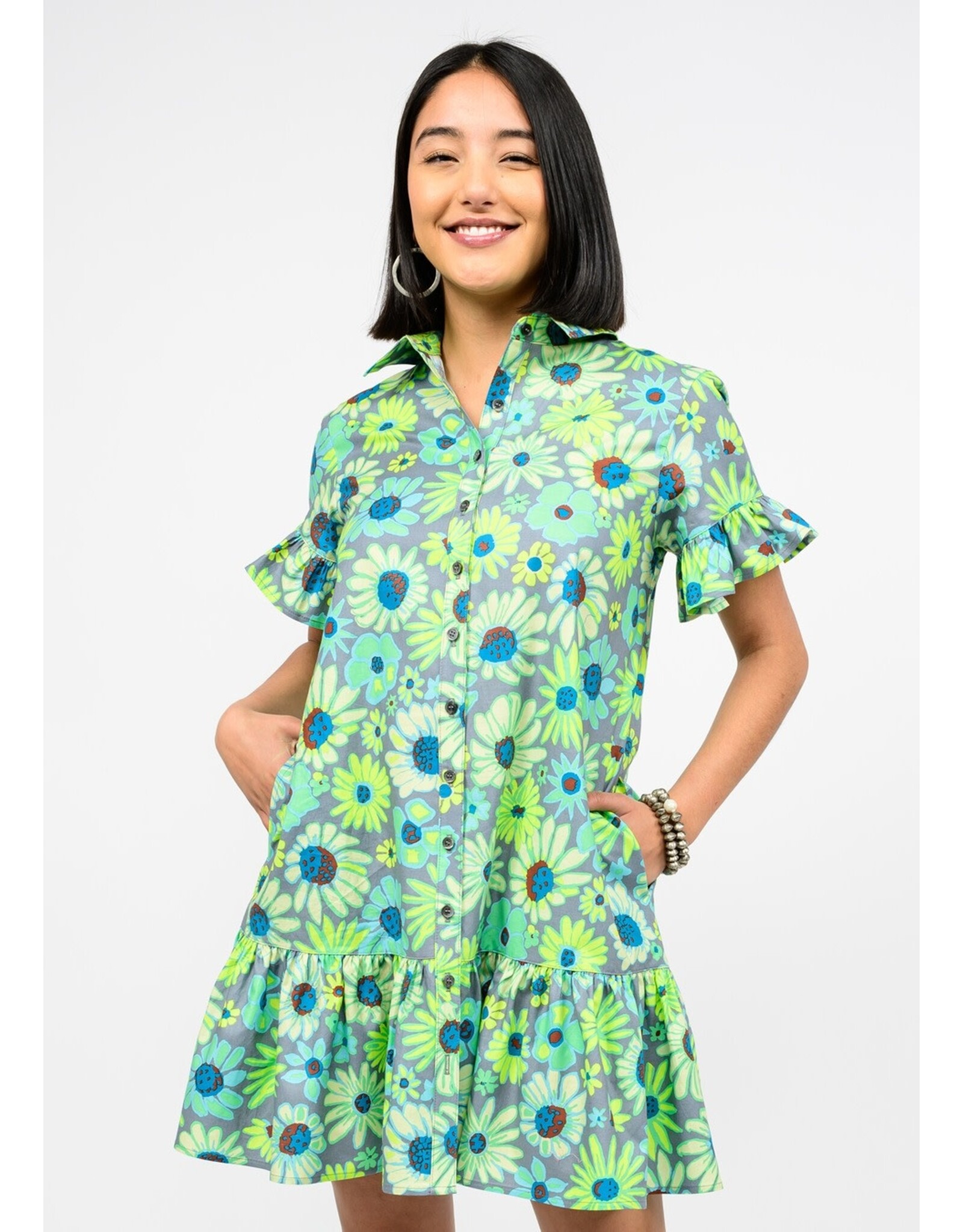 Uncle Frank Uncle Frank Neon Blooms Shirt Dress