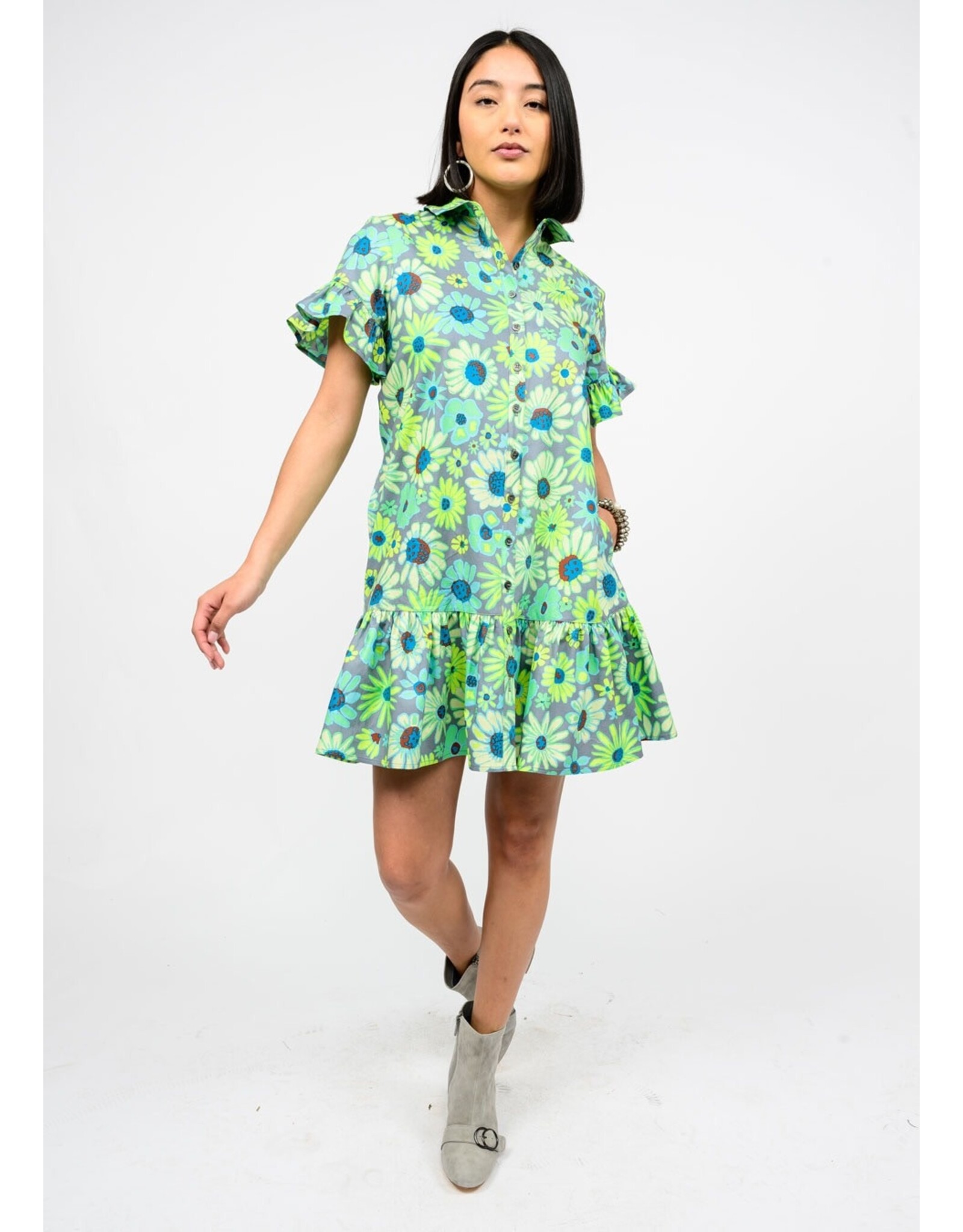 Uncle Frank Uncle Frank Neon Blooms Shirt Dress
