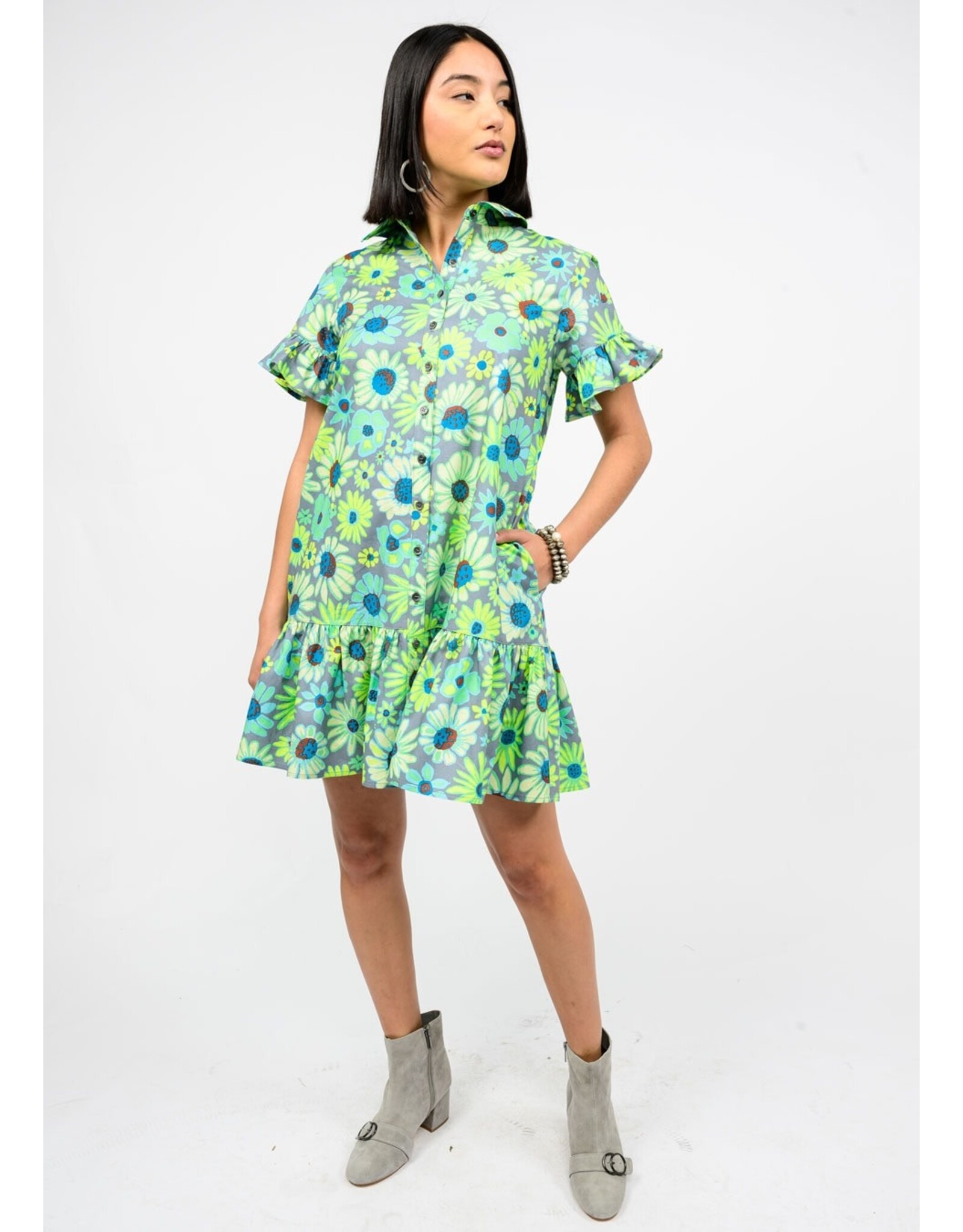 Uncle Frank Uncle Frank Neon Blooms Shirt Dress