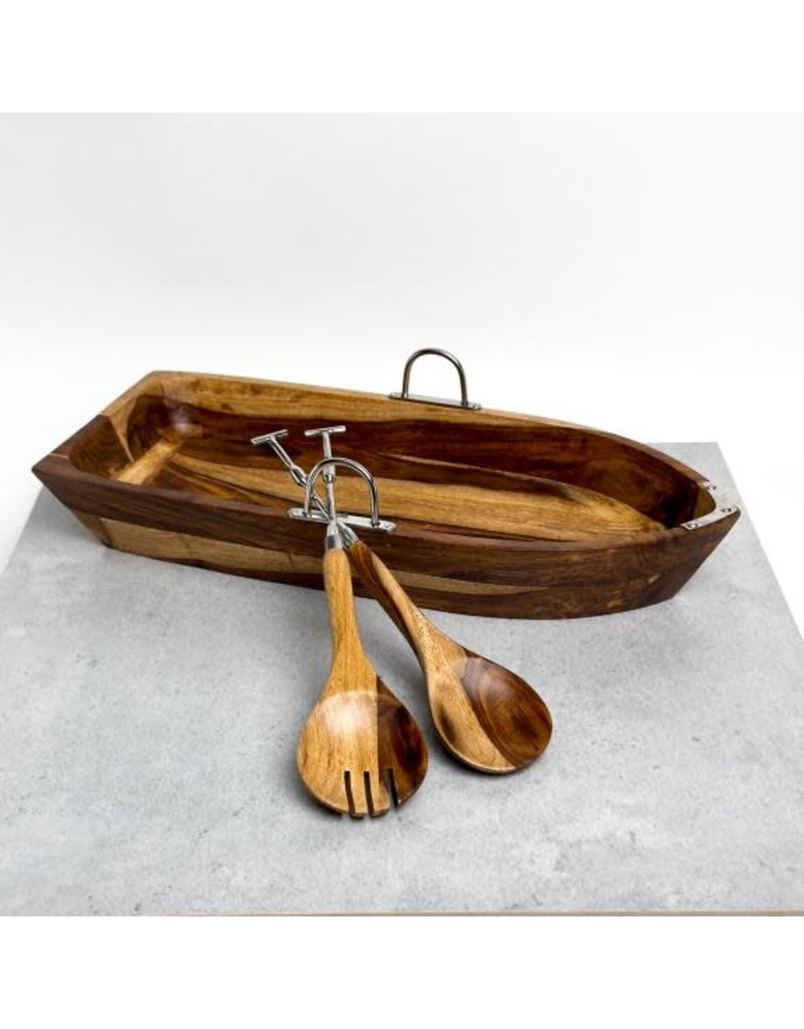 Boat-Shaped Salad Bowl with Salad Servers