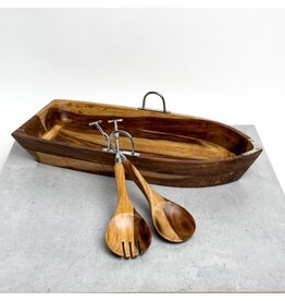 Boat-Shaped Salad Boal with Salad Servers