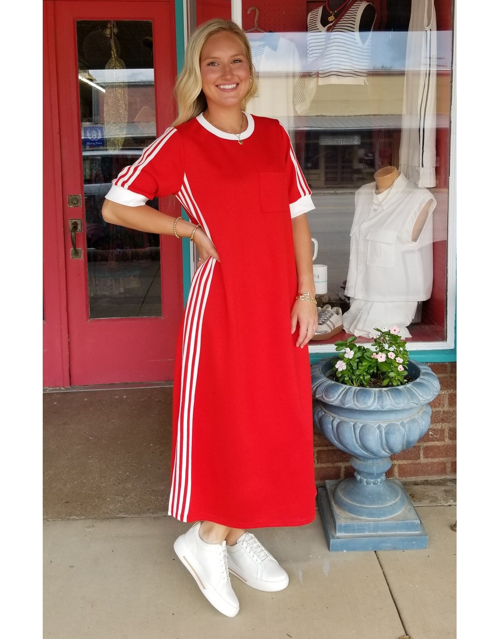 Andrea Racer-Stripe Maxi Dress