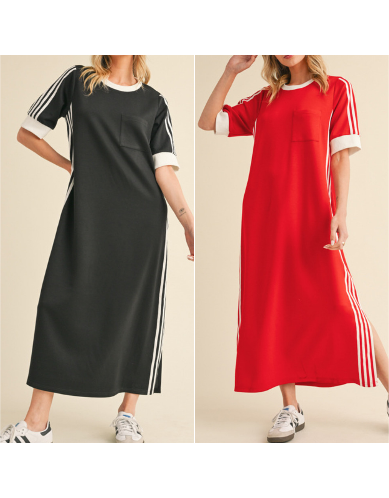 Andrea Racer-Stripe Maxi Dress