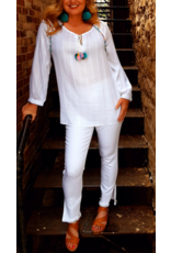 Tribal Tribal Goodrich 3/4 Sleeve Blouse with Pompom