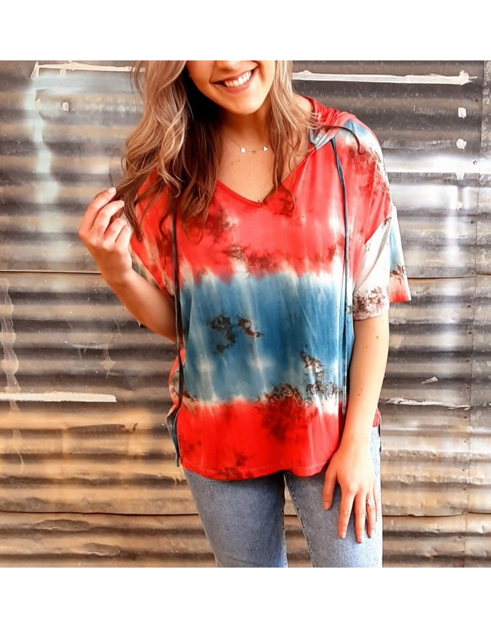 Priddy Hooded V-Neck Top