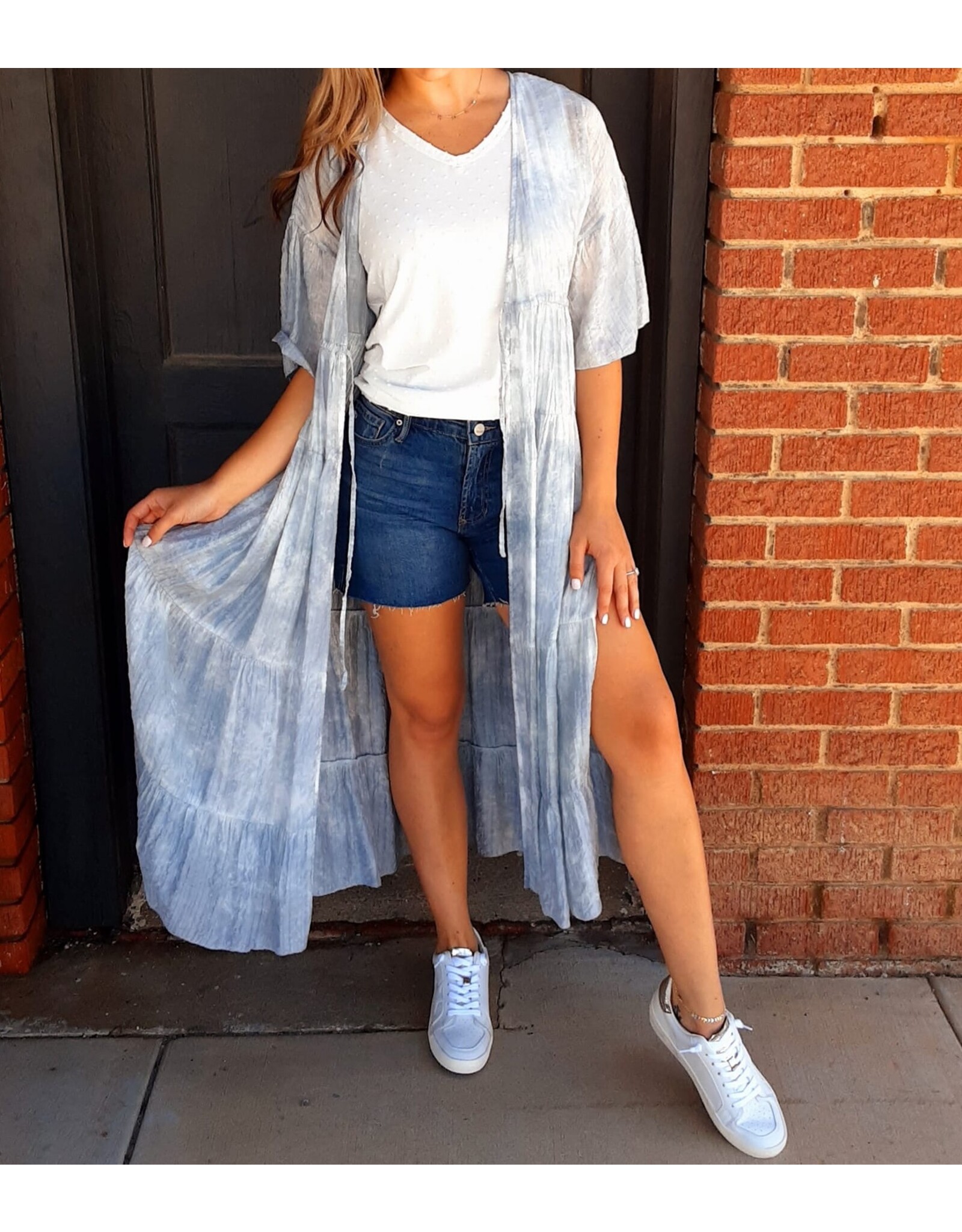 Draw String Waist Long Kimono