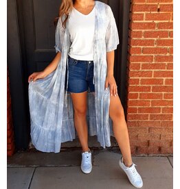 Draw String Waist Long Kimono