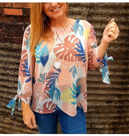 Tribal Tribal 3/4 Sleeve Printed Chiffon Blouse