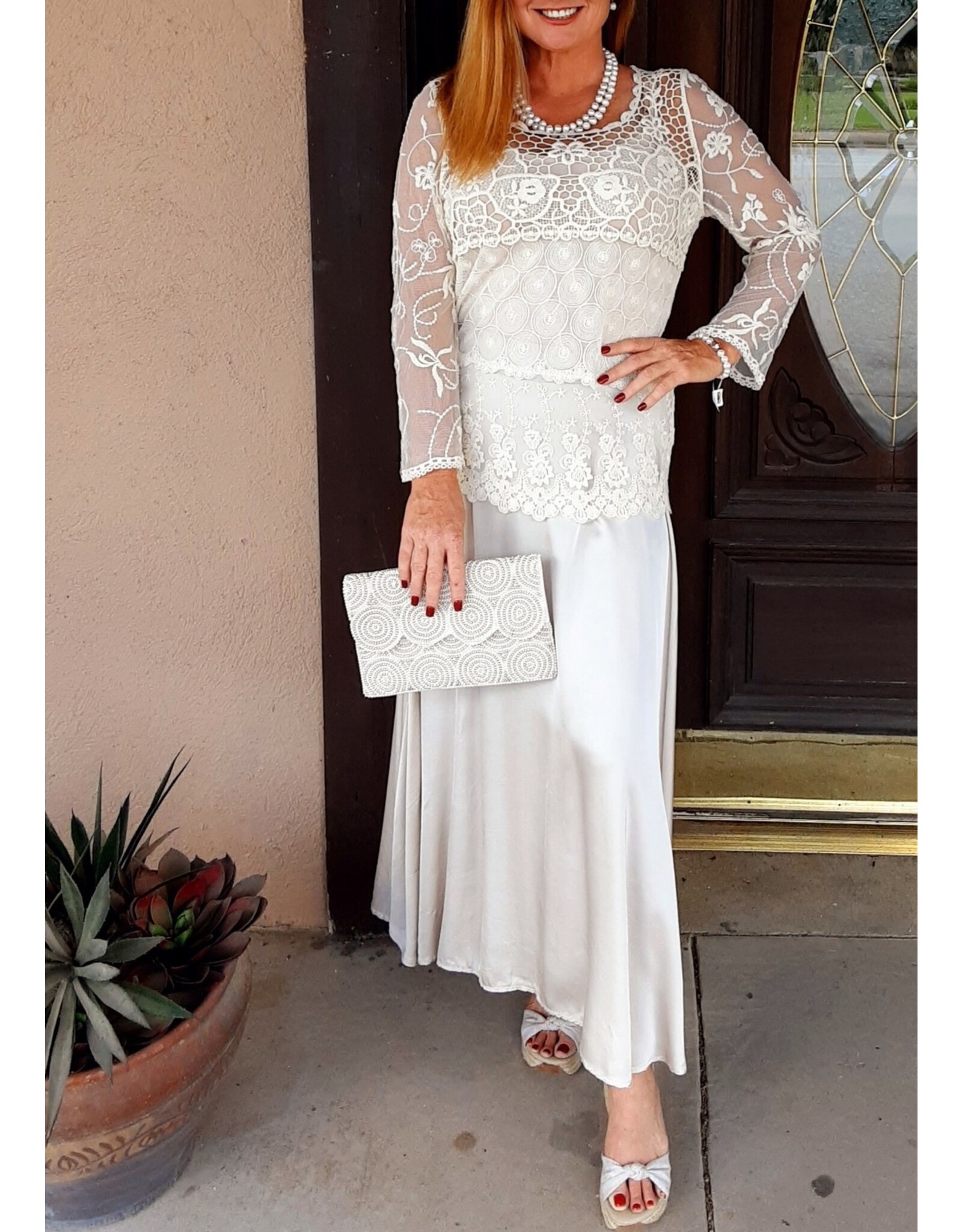 Holliday Crochet 3/4 Sleeve Top