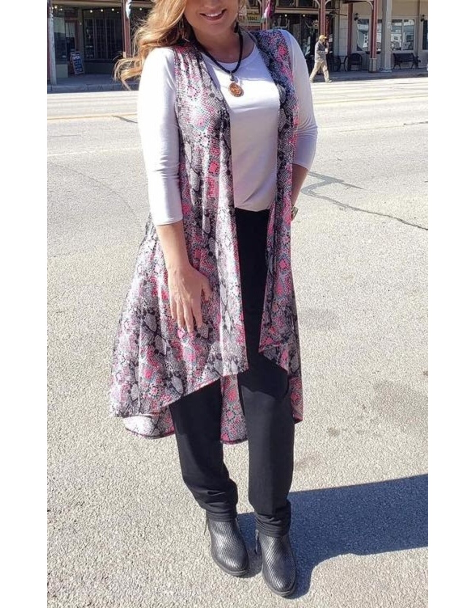 Snake Print Sleeveless Kimono