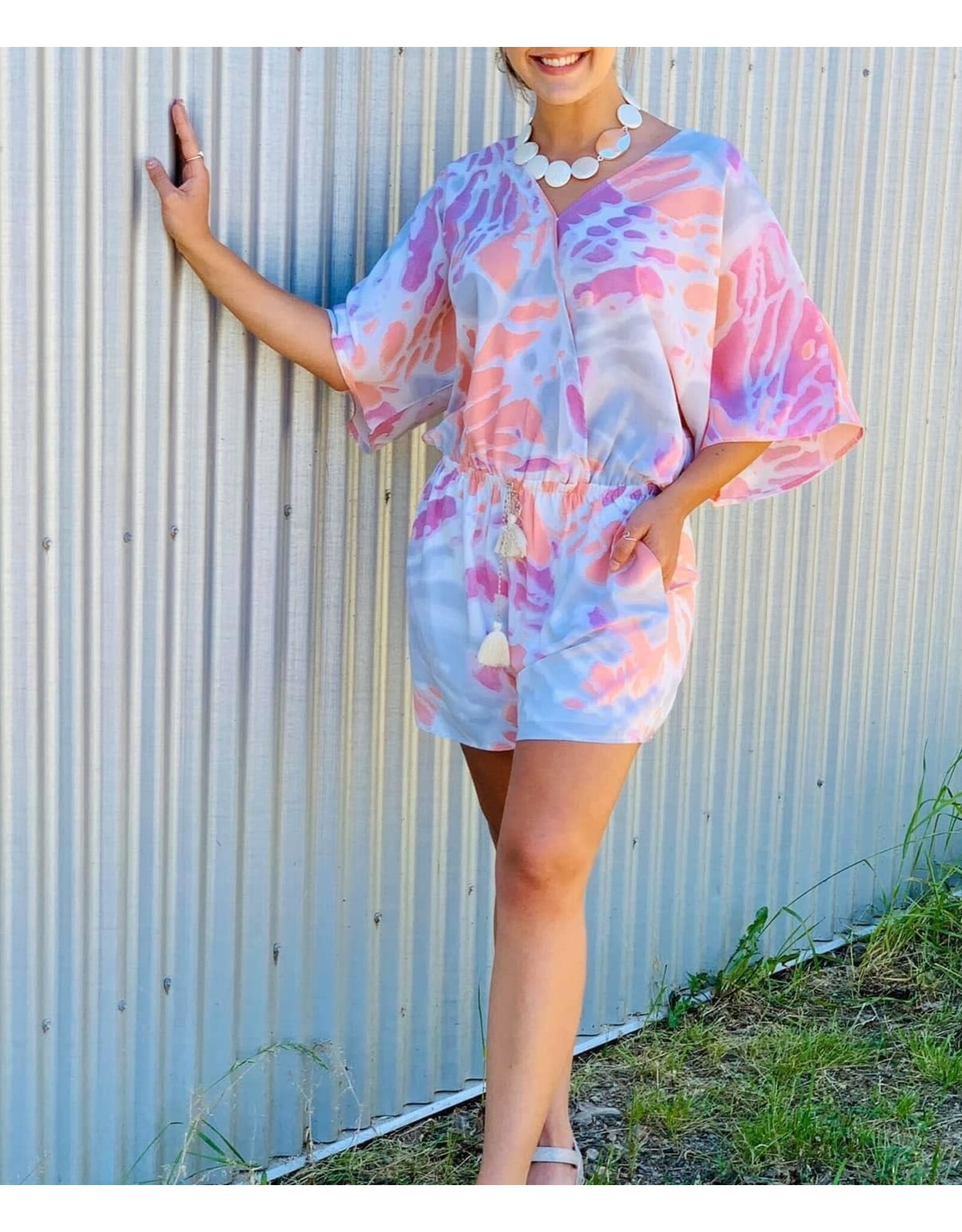 Surplice Bodice Dolman Sleeve Romper