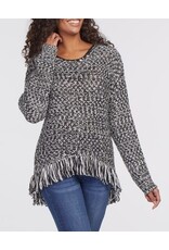 Tribal Tribal Long Sleeve Fringe Sweater