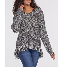 Tribal Tribal Long Sleeve Fringe Sweater