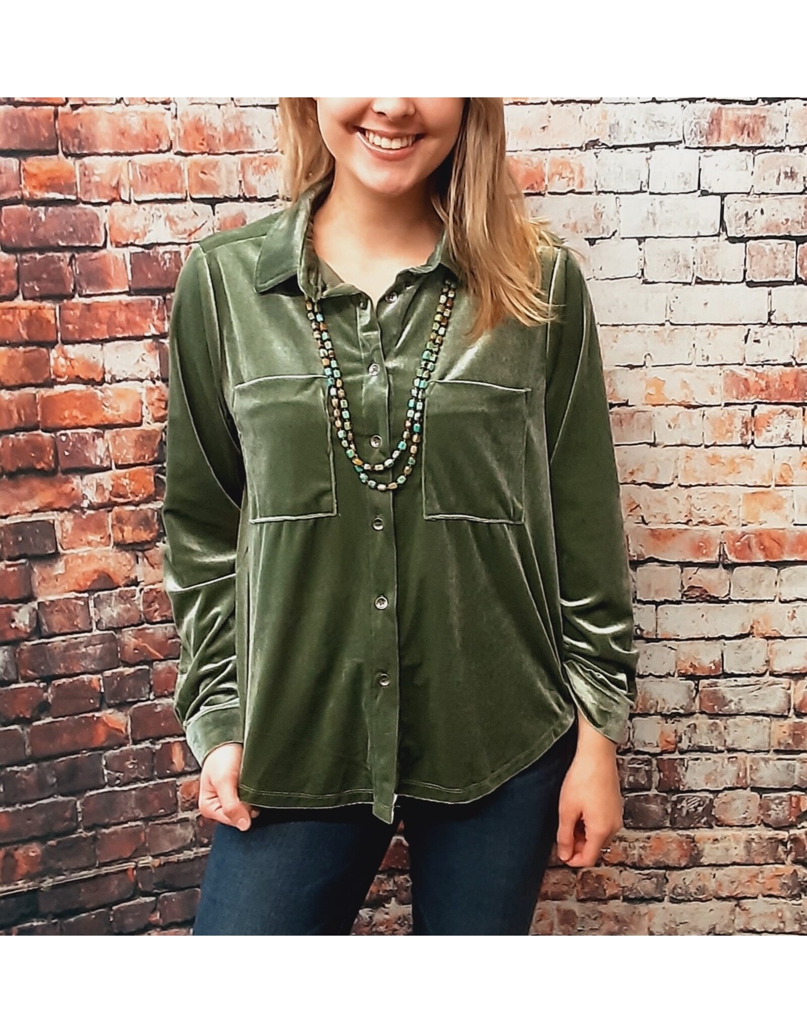 Weslaco Button Down Velvet Shirt