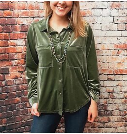Weslaco Button Down Velvet Shirt