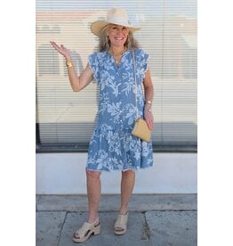 Tribal Tribal Ruffle Sleeve Button Down Dress