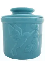 Hummingbird Butter Crock - Teal
