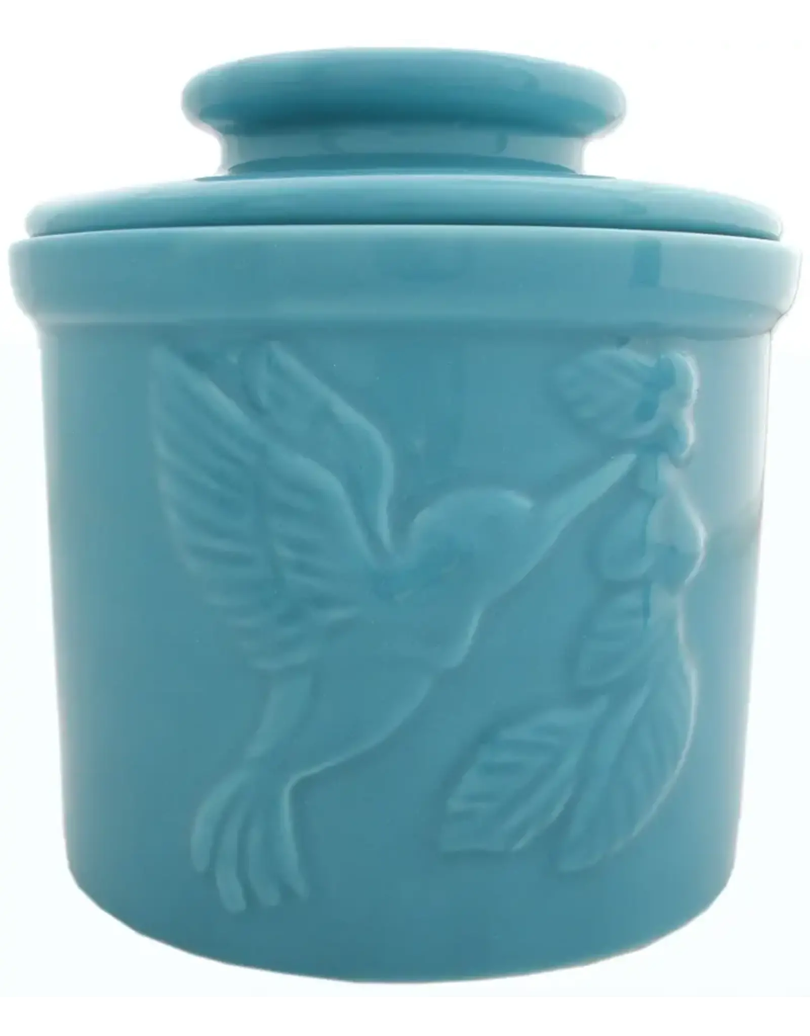Hummingbird Butter Crock - Teal