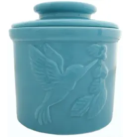 Hummingbird Butter Crock - Teal