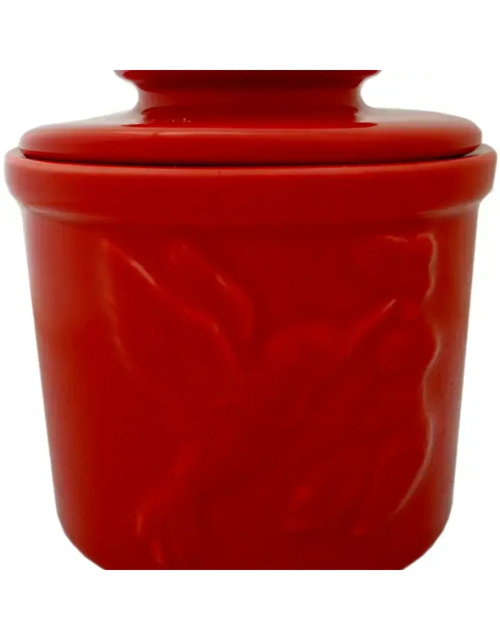 Hummingbird Butter Crock - Red