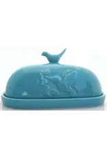 Hummingbird Butter Dish - Teal Hummingbird Butter Dish - Teal