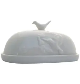 Hummingbird Butter Dish - White