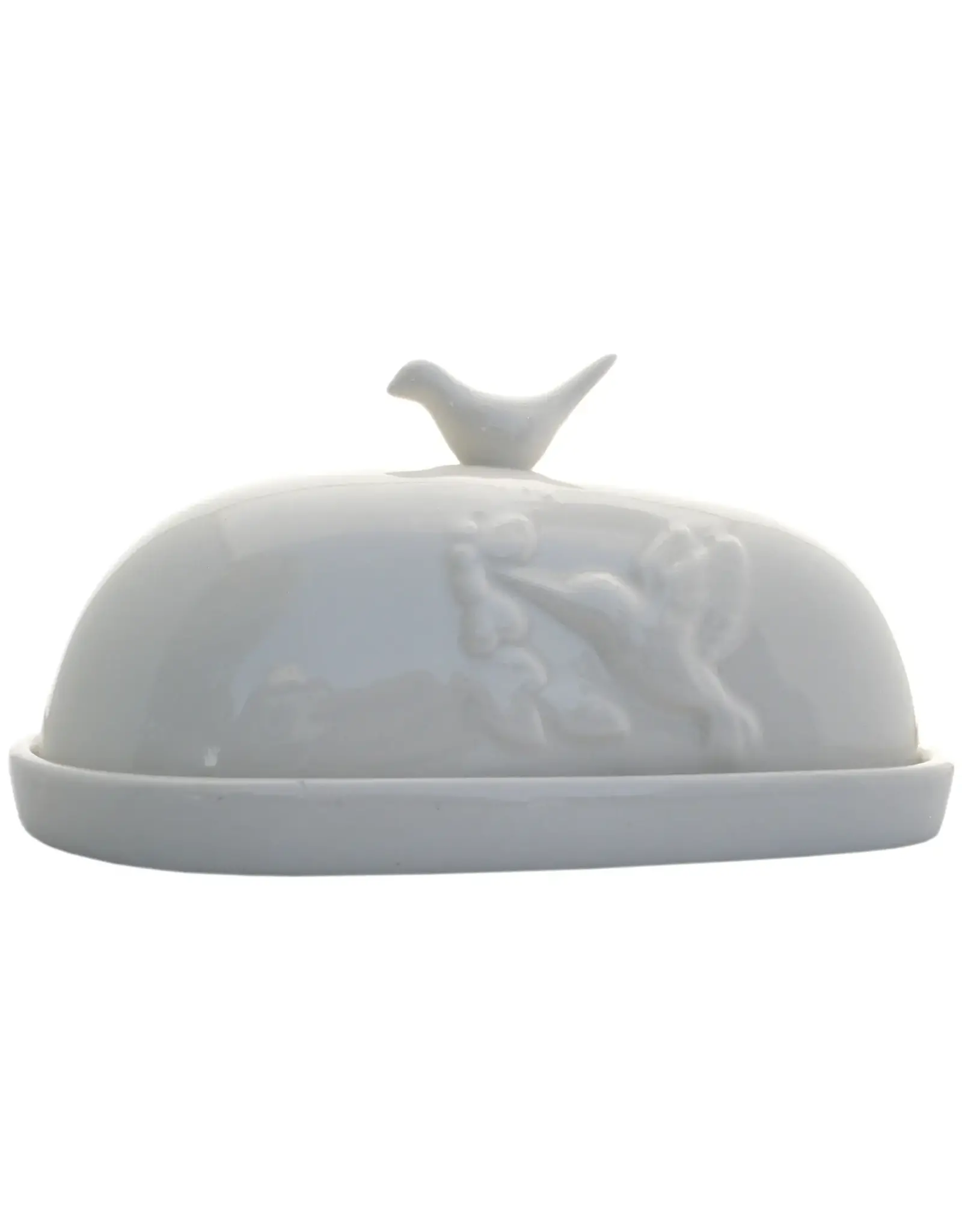 Hummingbird Butter Dish - White