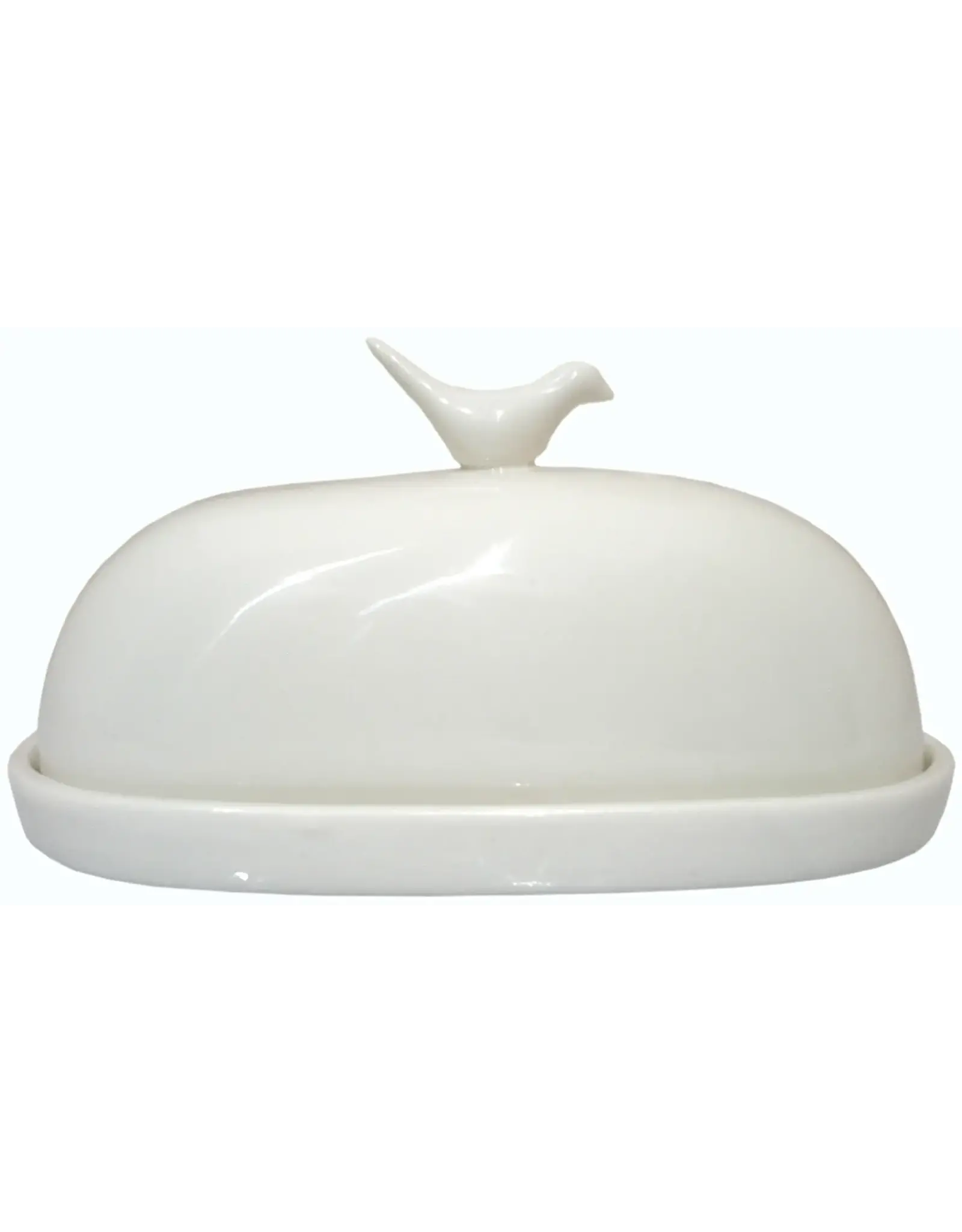 Hummingbird Butter Dish - White