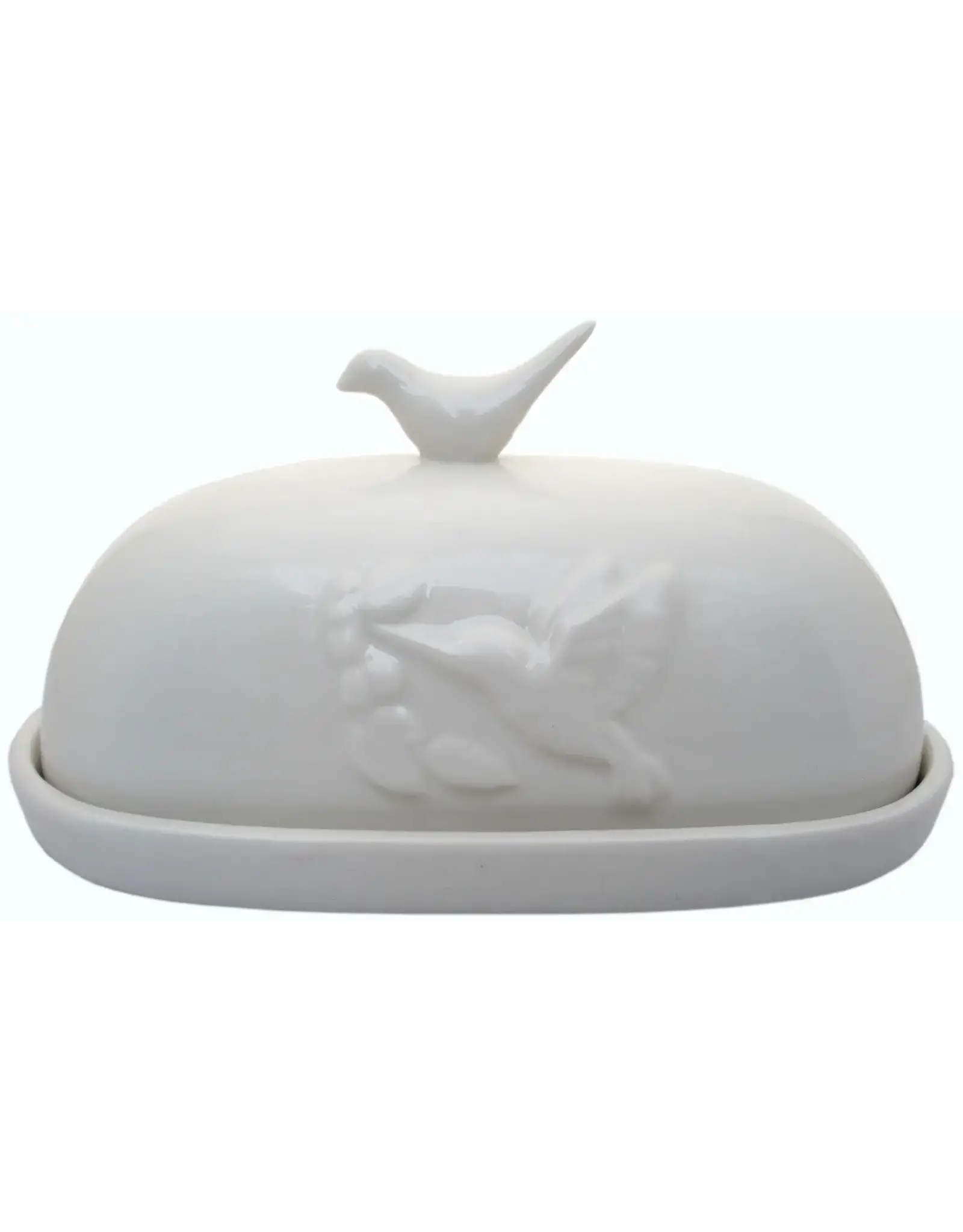 Hummingbird Butter Dish - White