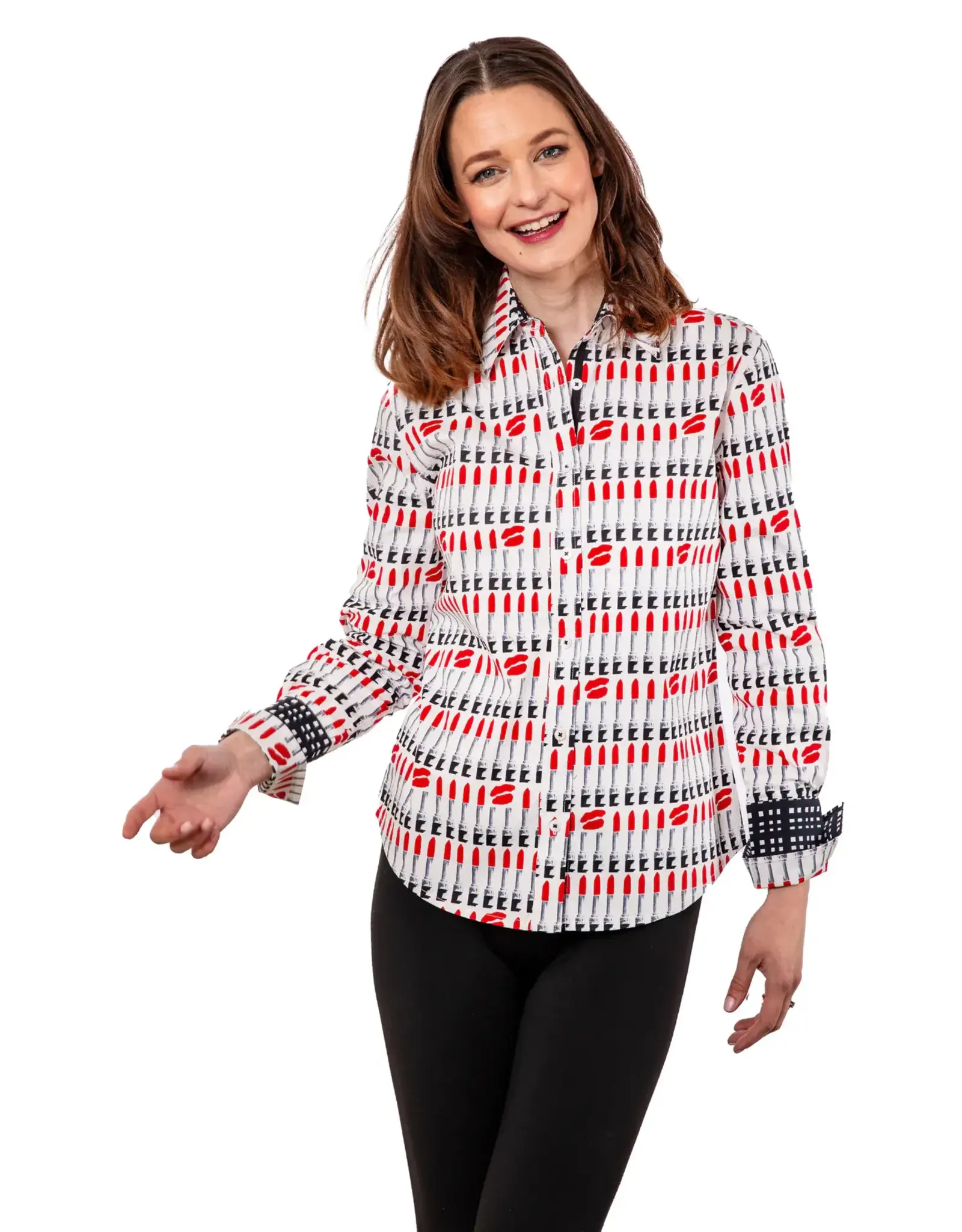 Dizzy Lizzie Lipsticks Print Rome Shirt