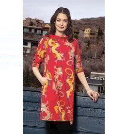 Dizzy Lizzie Audrey Red Dragons Retro Dress