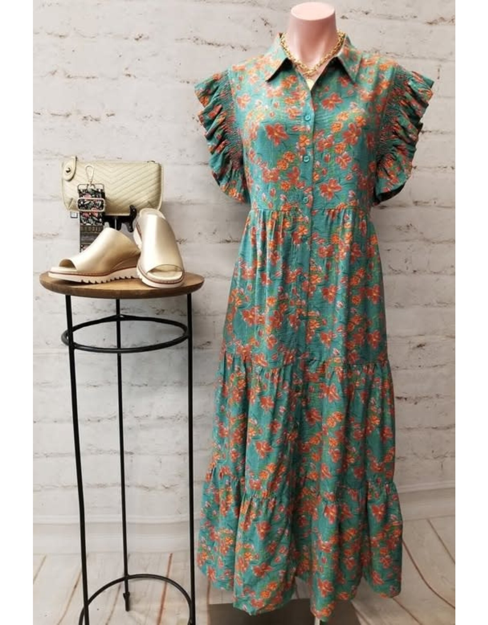 Nicia Floral Print Tiered Dress